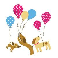 Flying dog with balloon icon print vector