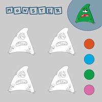 libro para colorear de monstruos coloridos. juegos creativos educativos para niños en edad preescolar vector