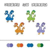 worksheet vector design, challenge to connect the monsters with its color. Logic game for children.