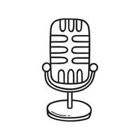 Microphone in doodle style. Hand drawn vector illustration isolated on white background.