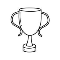 Hand drawn winners cup and trophy doodle. Award in sketch style. Vector illustration isolated on white background.