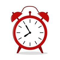 Red vintage alarm vector object. Isolated clock on white