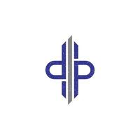 abstract initial letter DP logo in blue and silver color isolated in white background applied for precast concrete company logo also suitable for the brands or companies that have initial name PD vector