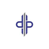 abstract initial letter DP logo in blue and silver color isolated in white background applied for precast concrete company logo also suitable for the brands or companies that have initial name PD vector