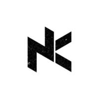 abstract initial letter NK logo in black color isolated in white background applied for architectural firm logo also suitable for the brands or companies that have initial name KN vector