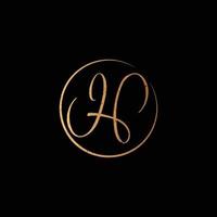 abstract initial letter HI logo in gold color isolated in black background applied for cosmetic dermatology clinic logo also suitable for the brands or companies that have initial name IH vector