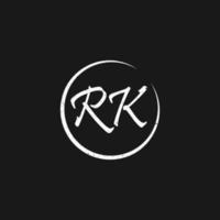 abstract initial letter RK logo in white color isolated in black background applied for medical and pharmaceutical logo also suitable for the brands or companies that have initial name KR vector