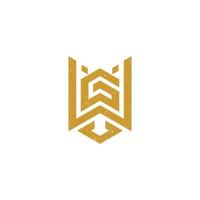 logotipo abstracto de la letra inicial wg en color dorado aislado en fondo blanco aplicado para el logotipo de bienes raíces e hipotecas también adecuado para las marcas o empresas que tienen el nombre inicial gw vector