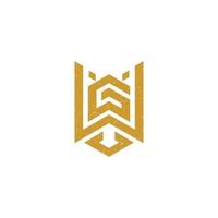 abstract initial letter WG logo in gold color isolated in white background applied for real estate and mortgage logo also suitable for the brands or companies that have initial name GW vector
