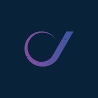 logotipo de anuncio de letra inicial abstracto en color azul-violeta aislado en fondo azul oscuro aplicado para el logotipo de servicios de producción de contenido también adecuado para las marcas o empresas que tienen el nombre inicial da vector