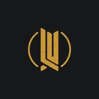 abstract initial letter LU logo in gold color isolated in black background applied for wedding business logo also suitable for the brands or companies that have initial name UL vector