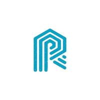 logotipo de letra inicial abstracta pr en color azul aislado en fondo blanco aplicado para el logotipo de la empresa de gestión de proyectos también adecuado para las marcas o empresas que tienen el nombre inicial rp vector
