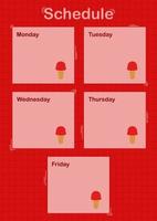 Daily and weekly planner with Ice Cream vector