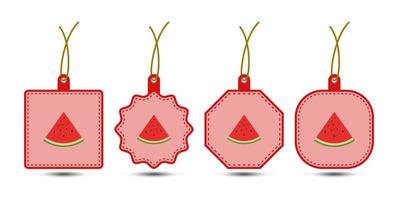 Set of Watermelon tags with cord vector