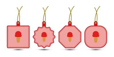 Set of Ice Cream tags with cord vector