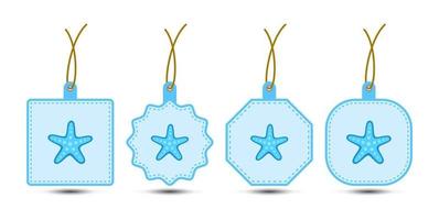 Set of Starfish tags with cord vector