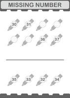 Missing number with Crayon. Worksheet for kids vector