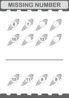 Missing number with Pen. Worksheet for kids vector