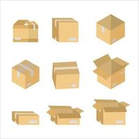 Cardboard boxes for packaging flat illustration set vector