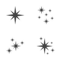 Set of stars sparkles, flat design vector