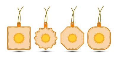 Set of Sun tags with cord vector