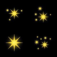 Set of stars sparkles, flat design vector
