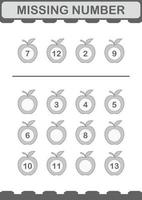 Missing number with Apple. Worksheet for kids vector