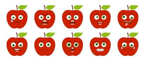 Emoticon of cute Apple. Isolated vector set