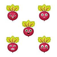 Emoticon of cute Beetroot. Isolated vector set