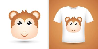 Monkey head on white shirt vector