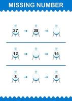 Missing number with Florence Flask. Worksheet for kids vector