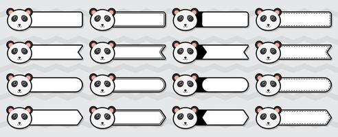 juego de pegatinas de notas con panda vector