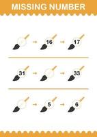 Missing number with Paintbrush. Worksheet for kids vector