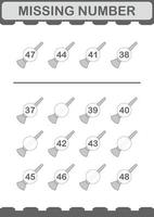 Missing number with Paintbrush. Worksheet for kids vector