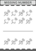 Missing number with Push Pin. Worksheet for kids vector