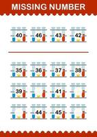 Missing number with Test Tube. Worksheet for kids vector