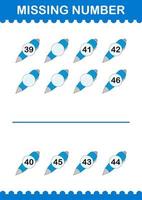 Missing number with Pen. Worksheet for kids vector