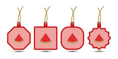 Set of Watermelon tags with cord vector