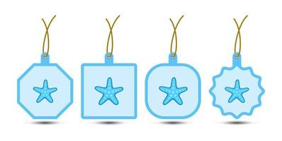 Set of Starfish tags with cord vector