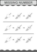 Missing number with Paintbrush. Worksheet for kids vector