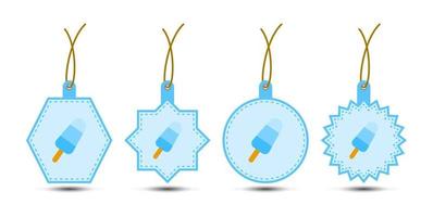 Set of Ice Cream tags with cord vector