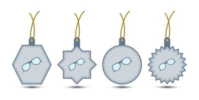 Set of Glasses tags with cord vector