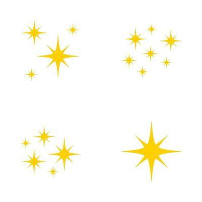 Set of stars sparkles, flat design