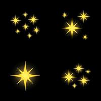 Set of stars sparkles, flat design vector