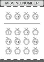 Missing number with Apple. Worksheet for kids vector