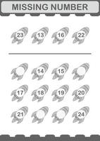 Missing number with Rocket. Worksheet for kids vector