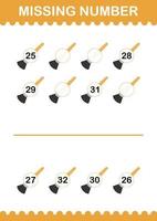 Missing number with Paintbrush. Worksheet for kids vector