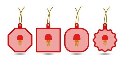 Set of Ice Cream tags with cord vector