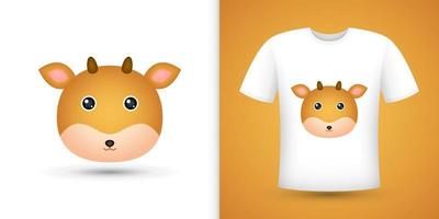 Deer head on white shirt vector