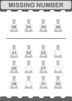 Missing number with Erlenmeyer Flask. Worksheet for kids vector